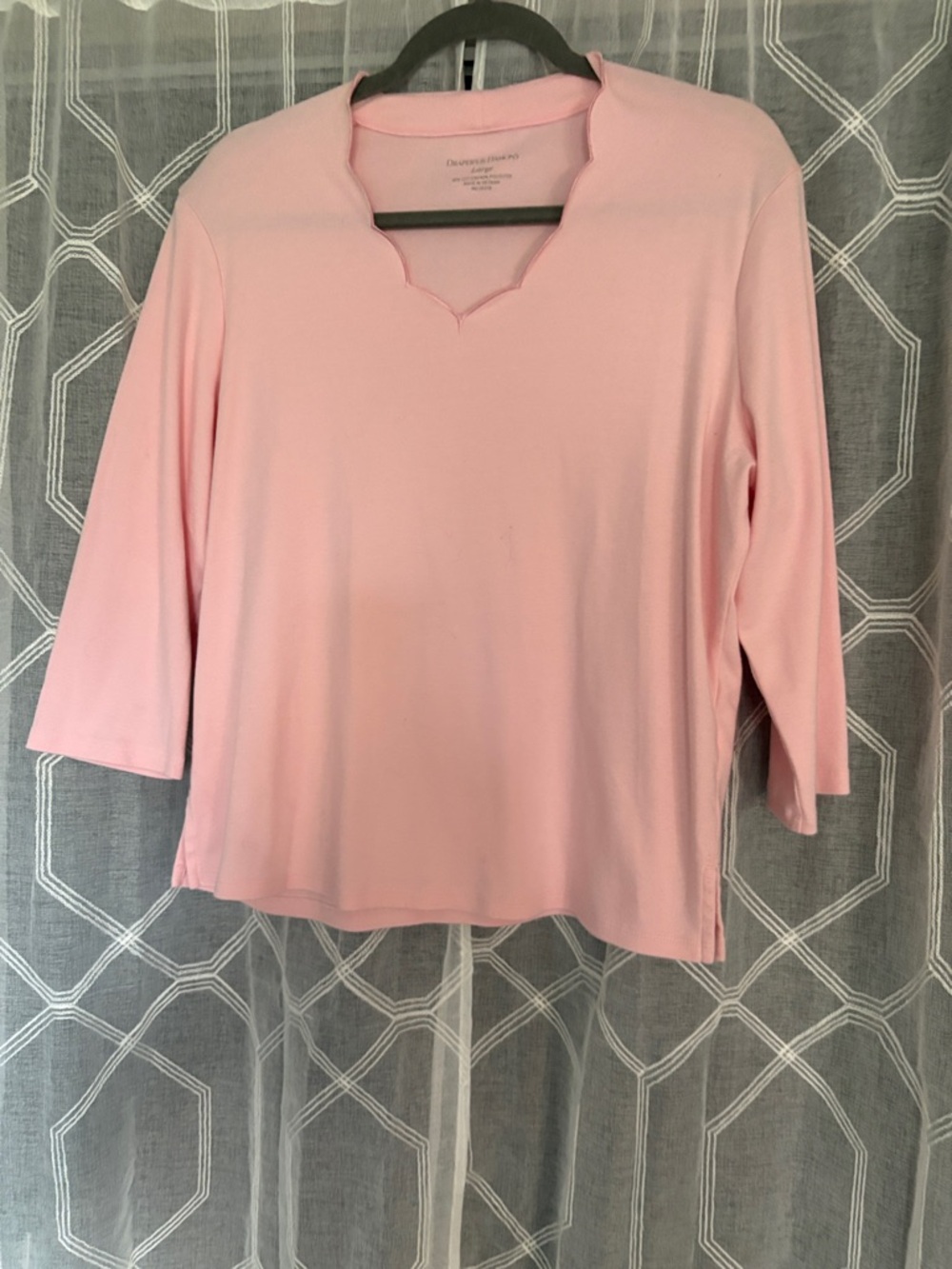 Charming Pink Women's Split V-Neck Top